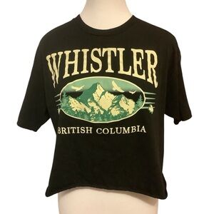 SOCIAL CULTURE BLACK COTTON SHORT SLEEVE PRINTED CROP TOP/ Size L